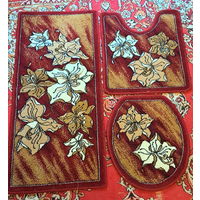 Комплект ковриков жаккардовых двухполотных в ванну и туалет-3шт, новый