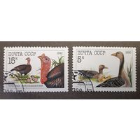 Марки. СССР. 1990 год. Фауна. Домашние птицы (неполная серия, 2 марки из набора)