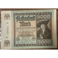 Банкнота 5000 марок 1922 год. Веймарская республика.