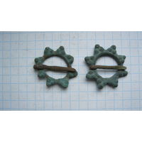 Застежки древние. Пара. Бронза, литье.