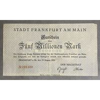 Банкнота 5 миллионов марок 1923 год. Франкфурт-на-Майне.Веймарская республика