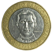 Доминикана 5 песо, 1997 - 50 лет Центральному банку
