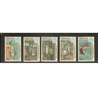 Гренада-1994(Мих.,2713-2717) , **  , Морская  Фауна, Рыбы, Рыбалка(полная серия)