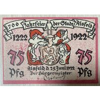 Нотгельд Альсфельд 75 пфеннигов 1922 год. Веймарская республика