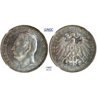 3 марки 1912 г. Фридрих II. Баден. Германия. NGC MS 63. Серебро. КМ# 280