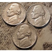 5 центов  1941 Р D S США Джеферсон Все три МД