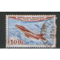 Марка из серии 1954г. Франция "Истребитель-бомбардировщик Дассо MD-454 "Мистэр" IV"