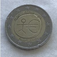 Австрия 2 евро 2009 - 10 лет монетарной политике ЕС (EMU) и введению евро