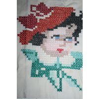 Вышивка. Винтаж. 1950-е годы. Портрет. Девочка в берете