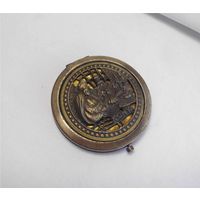 Зеркало карманное двойное Латунь