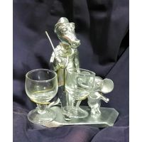 Подставка для двух рюмашек. Крокодил Гена и Чебурашка. 3. СССР.