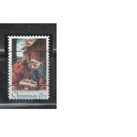 США-1970, (Мих.1016V),  ** ,  Рождество, Живопись (одиночка)