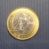 Аргентина 2 песо 2016 год 200 лет независимости Аргентины 1816-2016 биметалл