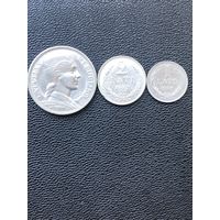 Лот серебряных монет Латвии, 5 лати 1931г, 2 лати 1925г, 1 лат 1924г