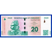 Зимбабве 20 зиг 2024 года. Тип P-W111. Состояние UNC!