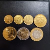 Аргентина набор 7 монет 1, 5, 10, 25, 50 сентаво, 1, 2 песо 1993-2013 UNC