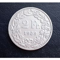 Швейцария 2 франка 1909 год