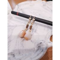 Лот С 1 РУБЛЯ! много лотов! 	 Ретро серьги с Агатом винтажные, латунь