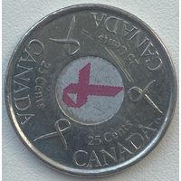 Канада 25 центов 2006 г. Розовая ленточка. Борьба с раком молочной железы