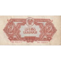 Оригинальная банкнота - 2 злотых 1944 года. Нечастая.