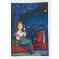 Открытка почтовая. Нось. Лес. Телефон. Чемодан. Игрушки. Девочка. Худож. К.Дудник (чистая)