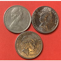 Австралия 3 монеты, разные портреты