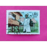 Лаос. 40 летие всемирной организации здравоохранения, борьба с вредителями. ( 1 марка ) 1988 года. 9-24.