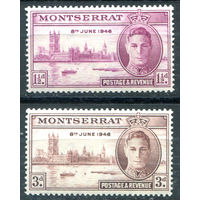Британские колонии - Монтсеррат - 1946г. - Годовщина Победы во Второй Мировой войне, король Георг VI, здание парламента в Лондоне - 2 марки - полная серия, MLH [Mi 105-106]. #2-Bc-D-KS-4