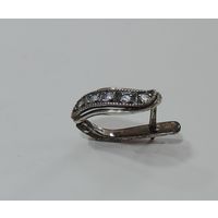Серьга серебренная с кристаллами 875 пр. СССР. Размер 0.5-1.1 см.