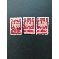 Польша 1944 Полная серия марок c надпечатками на Mi.383 "Преобразование национального совета в народно-освободительное временное правительство" (чистые*) Mi.386-388 каталог 10.00 евро