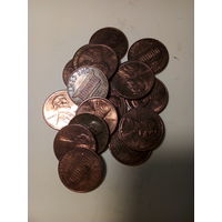 1 цент сборный лот  США 1970-10 годы. без повтора по годам. 15 штук