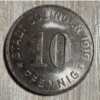 Монета 10 пфеннигов 1919 год. Золинген. Веймарская республика. С рубля без МЦ.