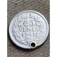 Распродажа - 25 центов 1941г.,Нидерланды, 25 центов 1941 г., Вильгельмина (1890-1948)