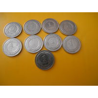 Польша 1 злотый. Года: 1990,1994,1995,1995,2009,2014,2015,2020,2020
