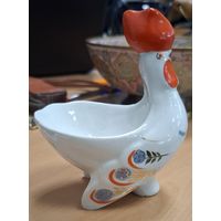 Икорница Петушок, фарфор, роспись, золочение, СССР, 1970-1990 гг.