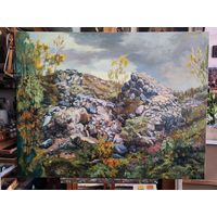 Картина "Руины церкви" масло Лалыко Б.Г