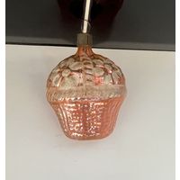 Елочная игрушка корзинка с цветами СССР