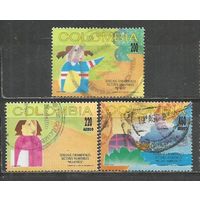 Колумбия. 200 лет Французской Организации Прав человека. Дети. 1993г. 3 марки.