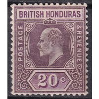 4.BrK. Великобритания. Колонии. Британский Гондурас. Эдуард VII. Стандарт. 1904 г. 20С. Mi.#53.