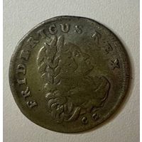 Серебреная монета 1709 года! фридерикус рекс! В хорошем состоянии!! с рубля