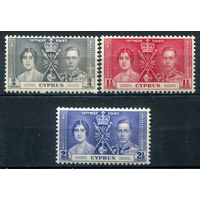 Британские колонии - Кипр - 1937г. - коронация короля Георга VI и королевы Елизаветы - 3 марки - полная серия, MLH [Mi 133-135]. #4-B6-128-A-1