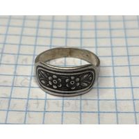 С 1 РУБЛЯ! КОЛЬЦО ЧЕРНЬ СЕРЕБРО 875 ПРОБА 3.3 ГРАММА 17.7 РАЗМЕР