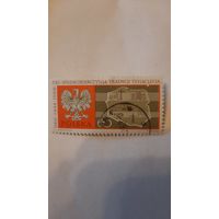 ПОЛЬША, герб, карта с промышленностью 1966год