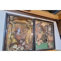 Старинные Иконы в Деревянных Киотах С Цветами С рубля Богоматерь Николай Чудотворец.
