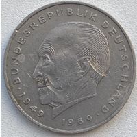 Германия 2 марки 1972 г. F. Конрад Аденауэр. 20 лет Федеративной Республике (1949-1969)