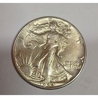 1/2 доллара 1944 США шагайка яркое серебро