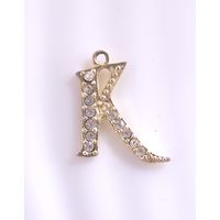 Лот С 1 РУБЛЯ! много лотов! Подвеска-кулон Буква латинская "K" с фианитами, серебро 925