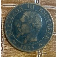 Монета 5 сантимов 1855 год. Франция. Император Наполеон III.