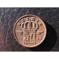 Бельгия. 50 сентимов.1963. С 20 копеек. Распродажа коллекции. Смотрите другие лоты.