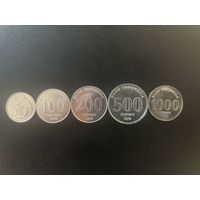 ИНДОНЕЗИЯ НАБОР МОНЕТ 50 100 200 500 и 1000 рупий 1999-2016 UNC